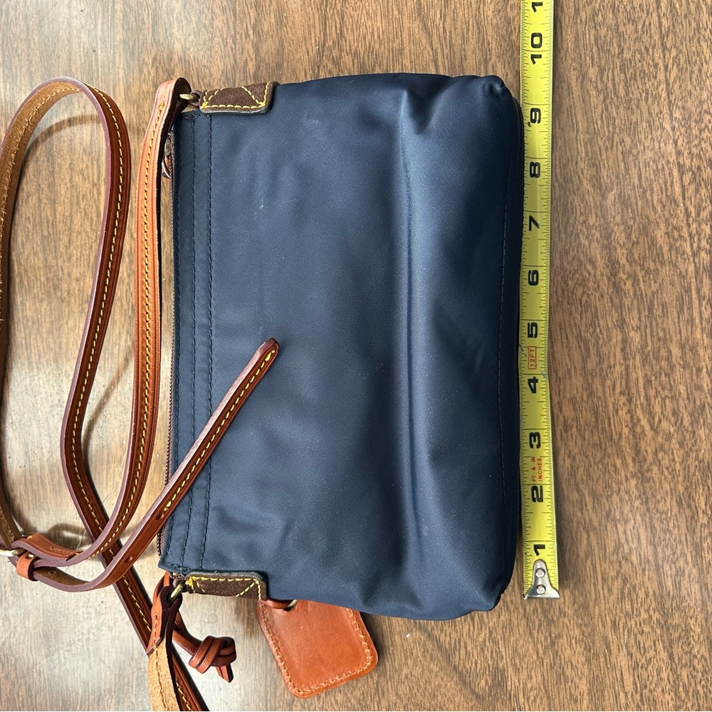 VINTAGE Dooney & Bourke Satchel Pouchette Blue Nylon Leather Adjustable Strap - Picture 5 of 9